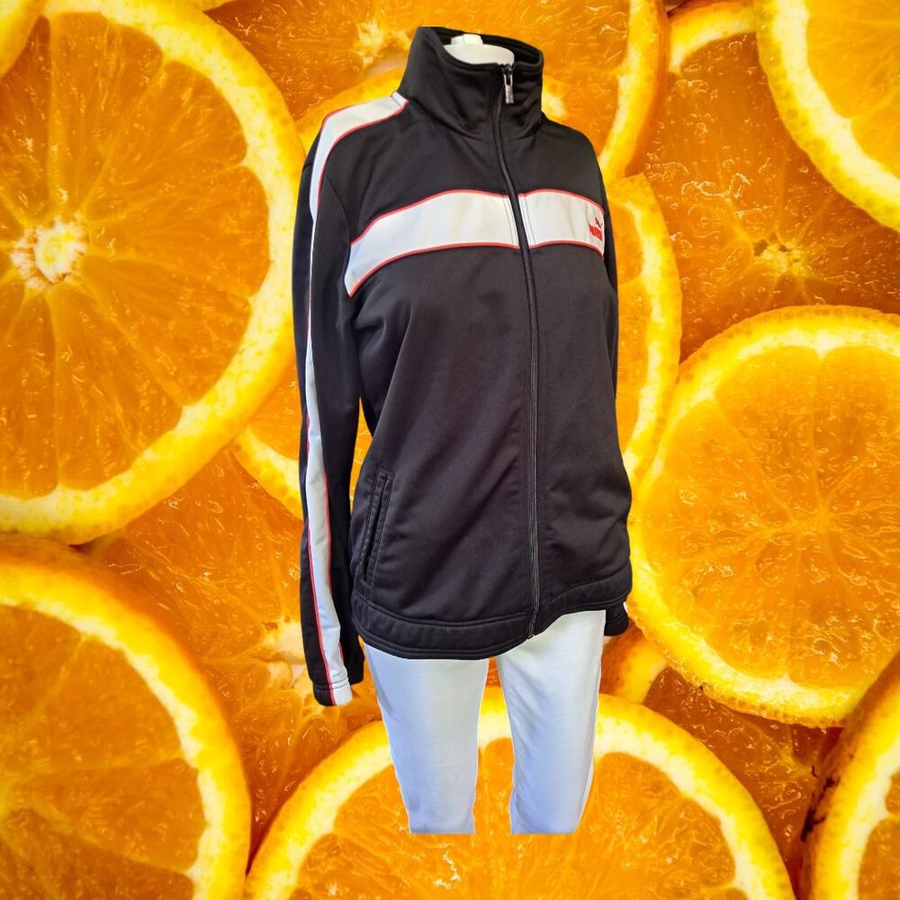 Puma Black with White‎ Stripe Track Jacket Size Large